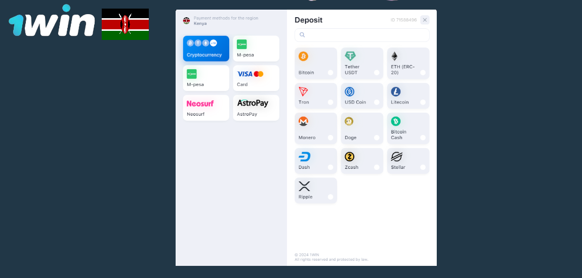 Payment Methods on 1win Kenya